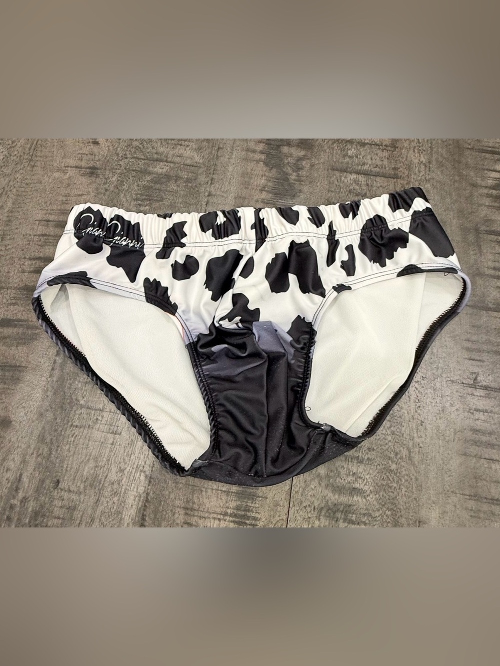 SAMPLE/Gianny Gianny Black and White Cow Print Men’s Swim Trunks
